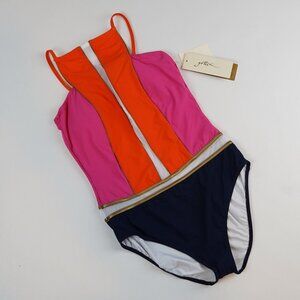Gottex Orange and Pink One Piece Swimsuit